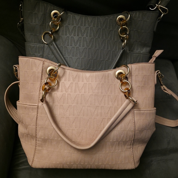Mkf Collection Handbags - Elegant Pink and Gray Handbag
